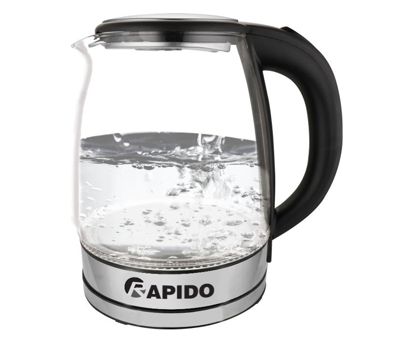 ấm siêu tốc 1 lít,bình nấu nước siêu tốc philip,giá treo đồ nhà bếp,binh dun nuoc sieu toc-BÌNH SIÊU TỐC CÓ ĐÈN LED CH ÍNH H ÃNG RAPIDO 1.8L CÔNG SUẤT LỚN, Ấm đun nước siêu tốc thủy tinh kèm đèn led 1.8L